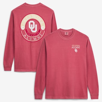 Men's  Crimson Oklahoma Sooners Circle Seal Alumni Long-Sleeve T-Shirt
