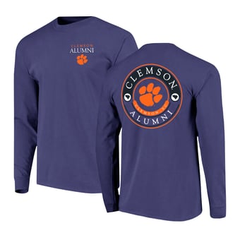 Men's  Purple Clemson Tigers Circle Seal Alumni Long-Sleeve T-Shirt