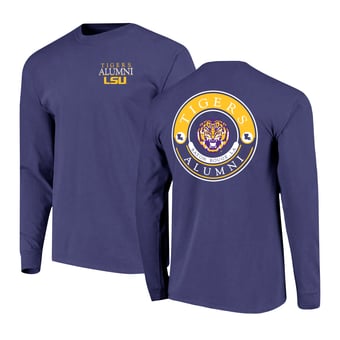 Men's  Purple LSU Tigers Circle Seal Alumni Long-Sleeve T-Shirt