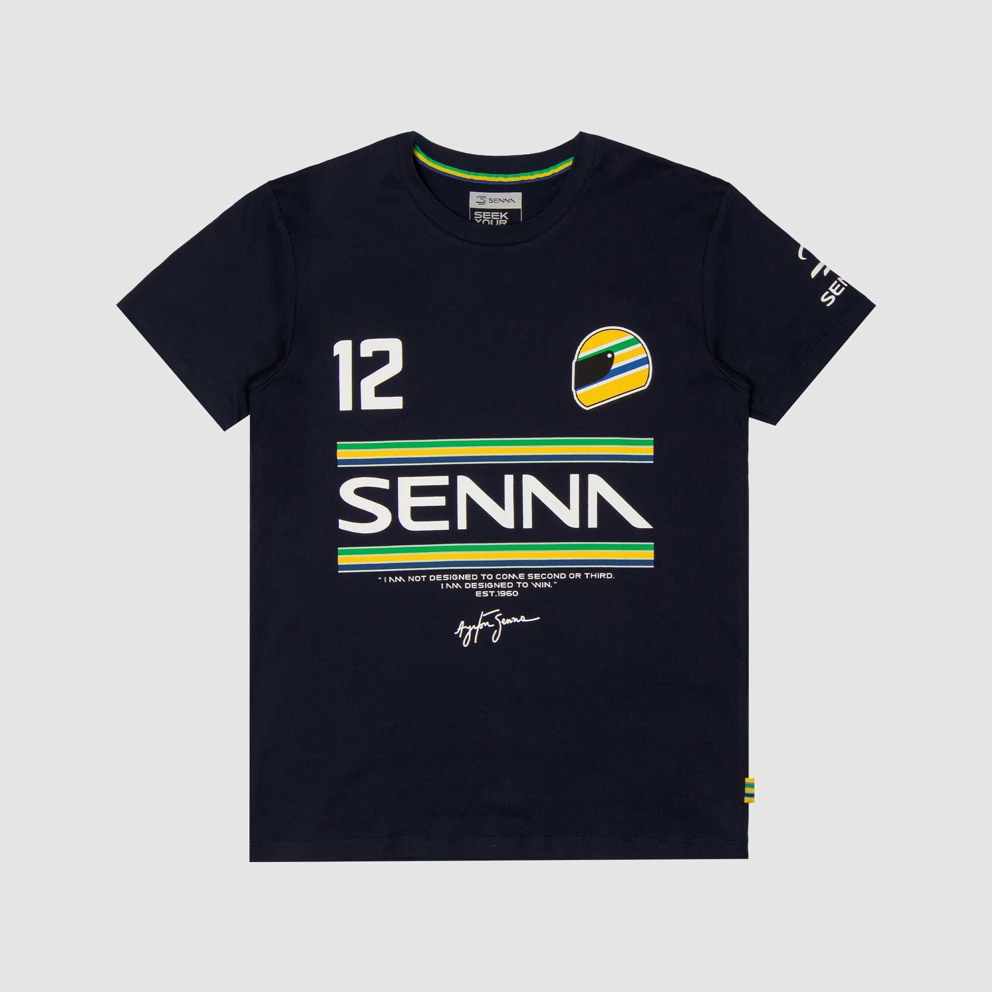 Men's Formula 1 Navy Ayrton Senna 12 Stripe T-Shirt