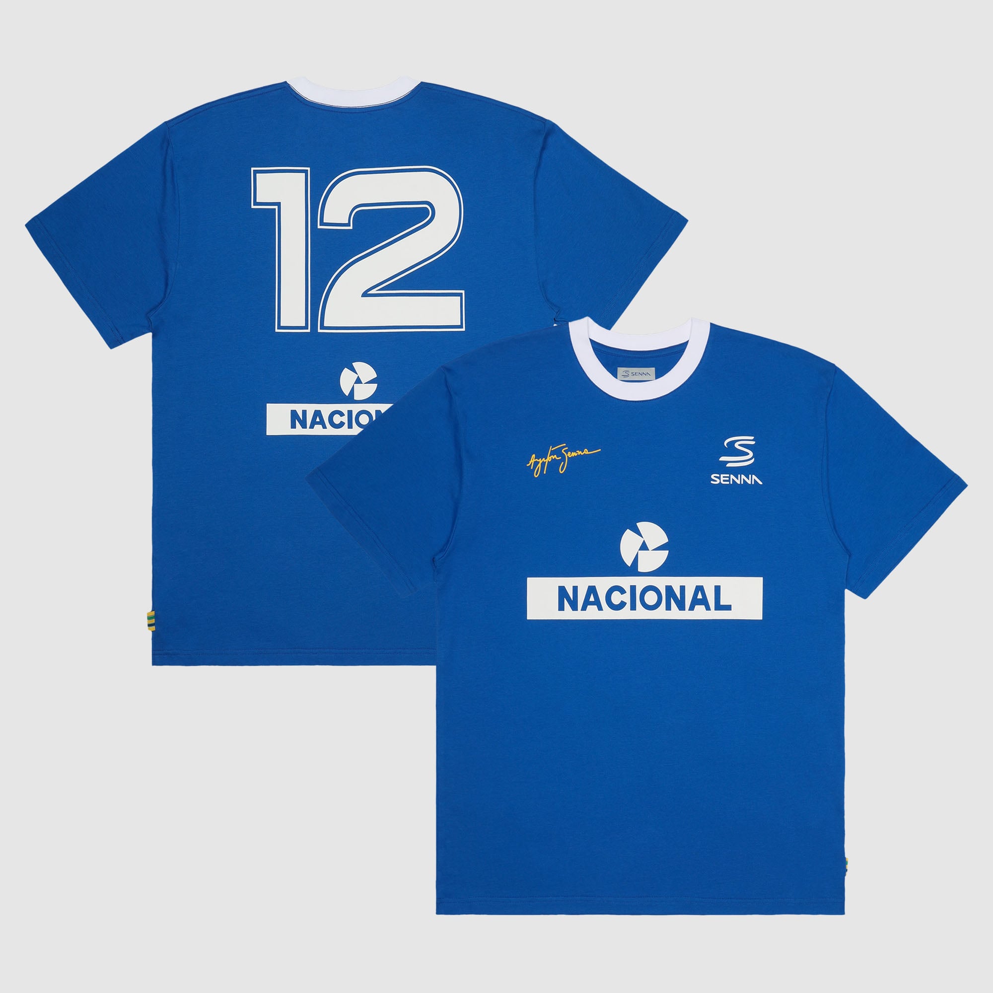 Men's Formula 1 Blue Ayrton Senna Nacional Ringer T-Shirt