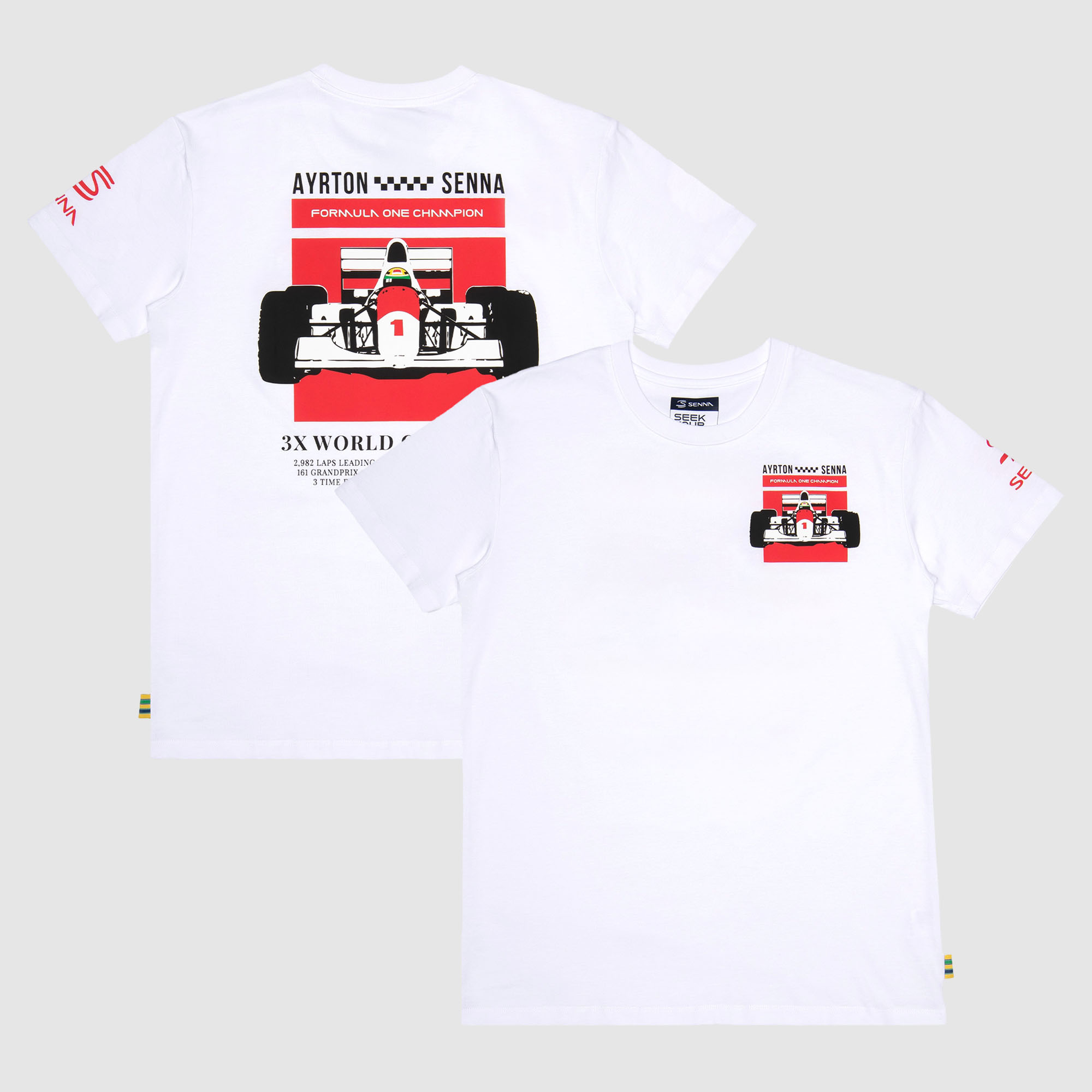 Men’s Formula 1 White Ayrton Senna T-Shirt Men’s Formula 1 White Ayrton Senna T-Shirt