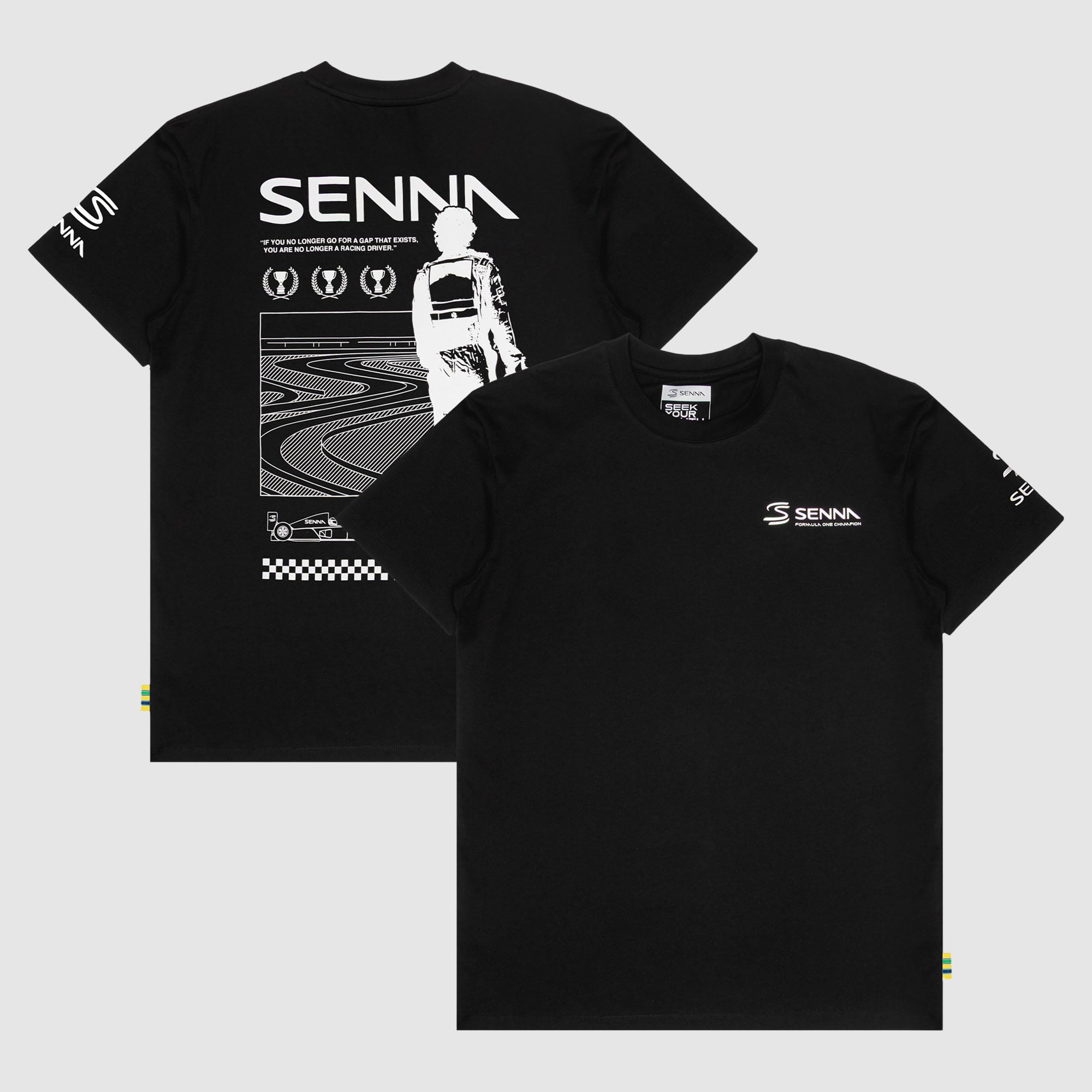 Men's Formula 1 Black Ayrton Senna World Champion T-Shirt