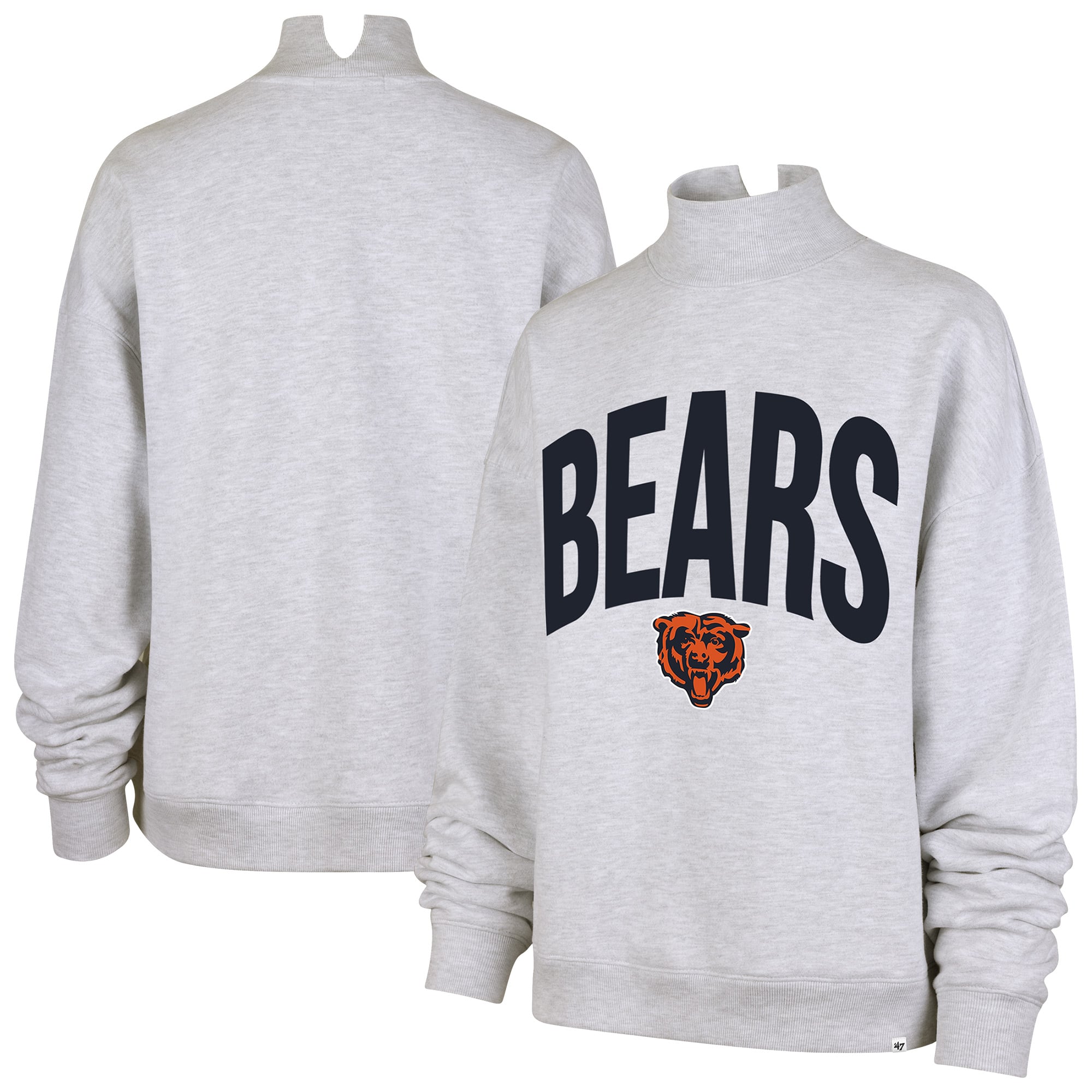 Women's '47  Gray Chicago Bears Subtle Muse Mock Neck Sweatshirt