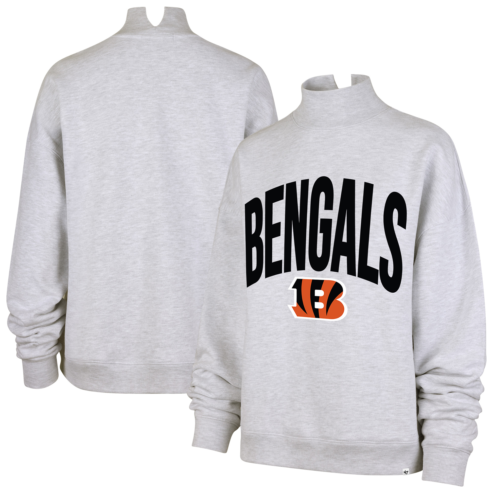 Women's '47  Gray Cincinnati Bengals Subtle Muse Mock Neck Sweatshirt