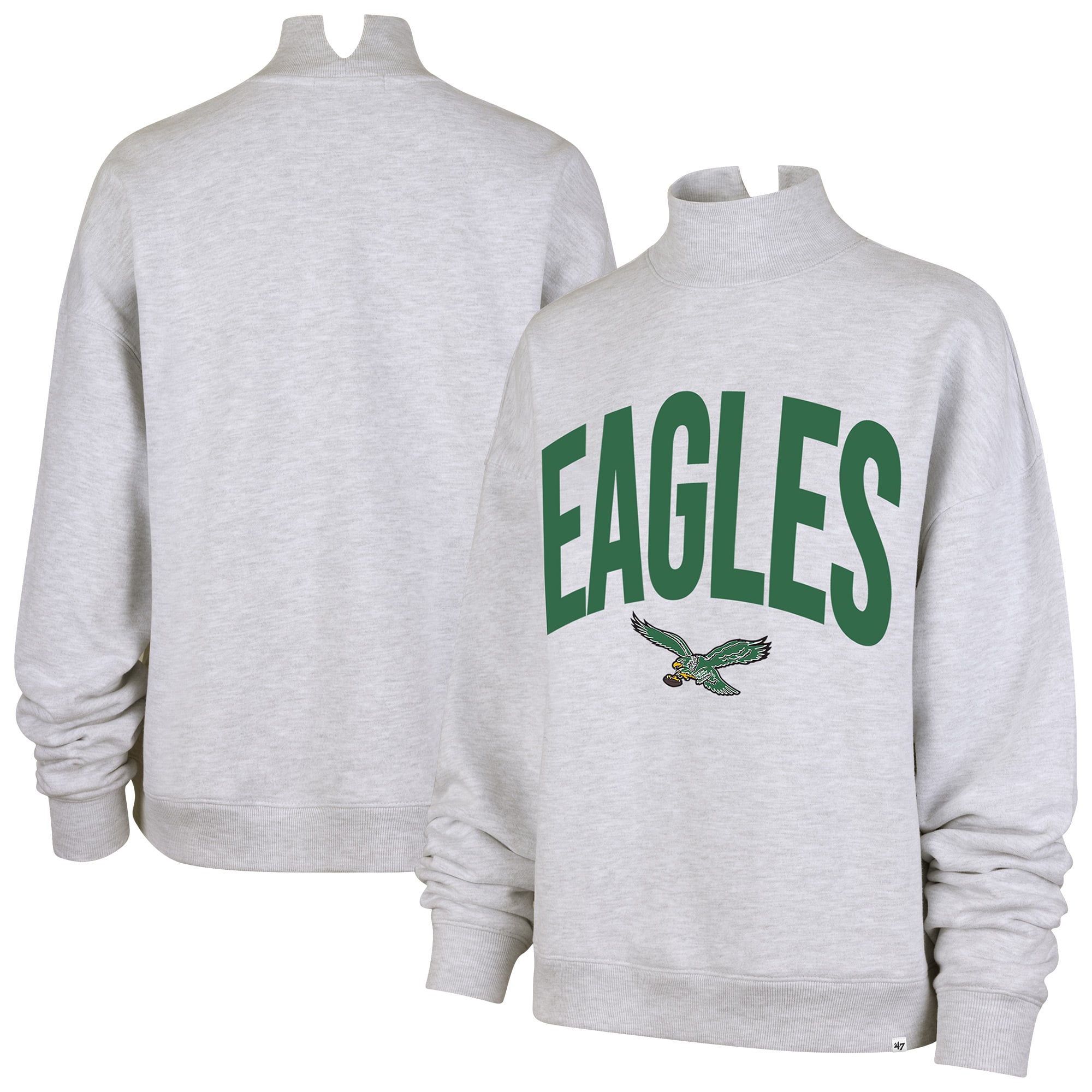 Women's '47  Gray Philadelphia Eagles Subtle Muse Mock Neck Sweatshirt