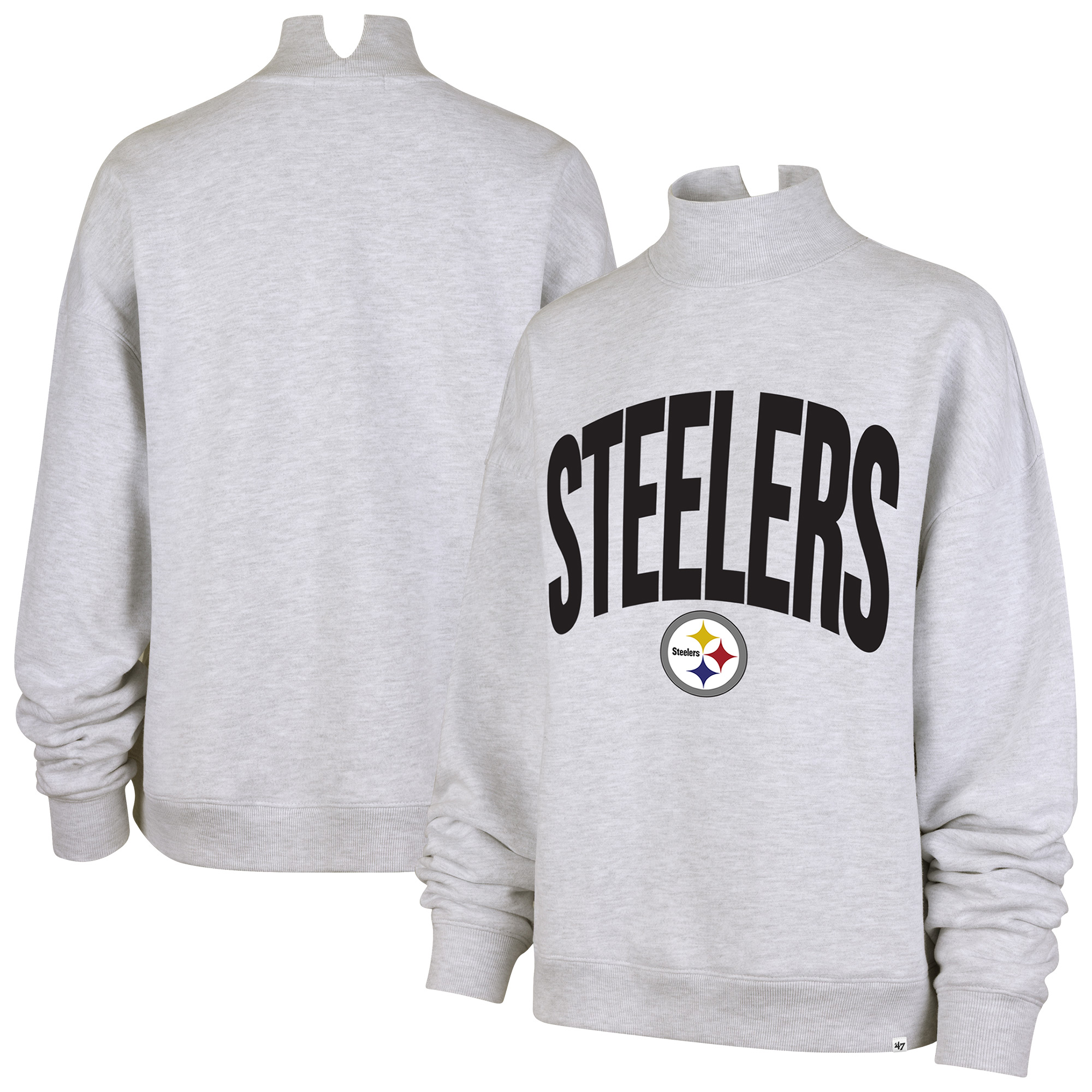 '47 Brand Women's Gray Pittsburgh Steelers Subtle Muse Mock Neck Sweatshirt - Gray