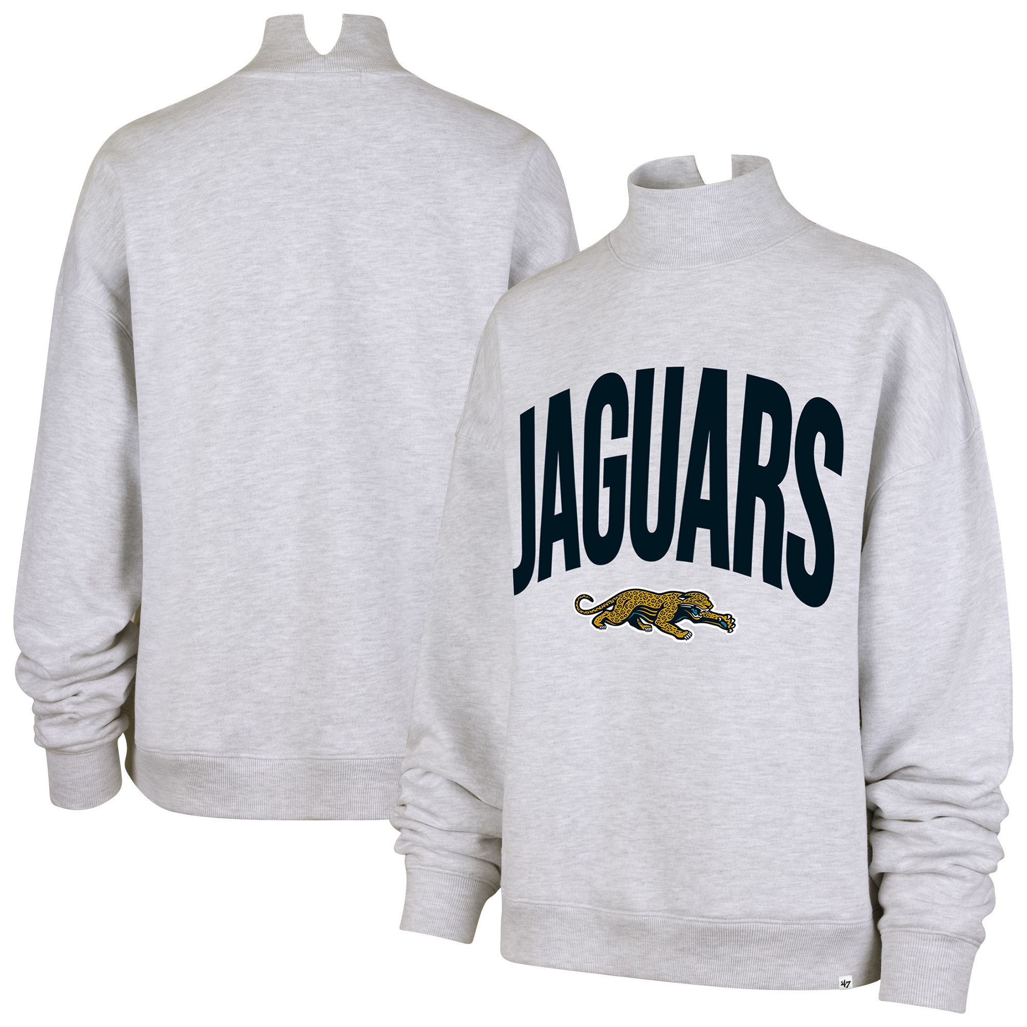 Women's '47  Gray Jacksonville Jaguars Subtle Muse Mock Neck Sweatshirt