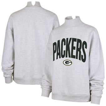 Women's '47  Gray Green Bay Packers Subtle Muse Mock Neck Sweatshirt