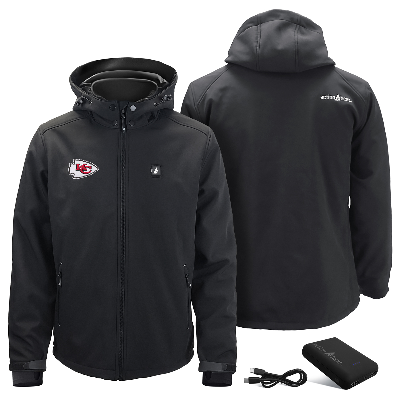 Men's ActionHeat Black Kansas City Chiefs 5V Softshell Heated Jacket