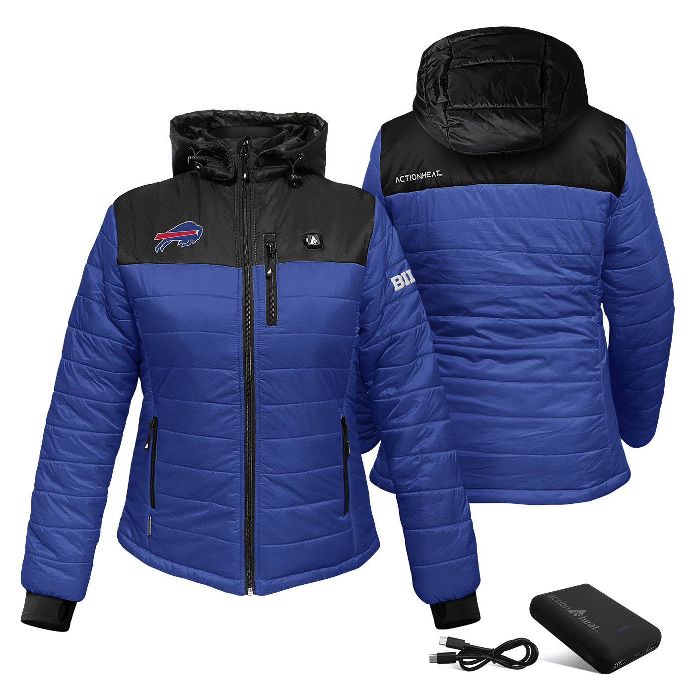Women's ActionHeat Blue Buffalo Bills 5V Puffer Battery-Heated Jacket