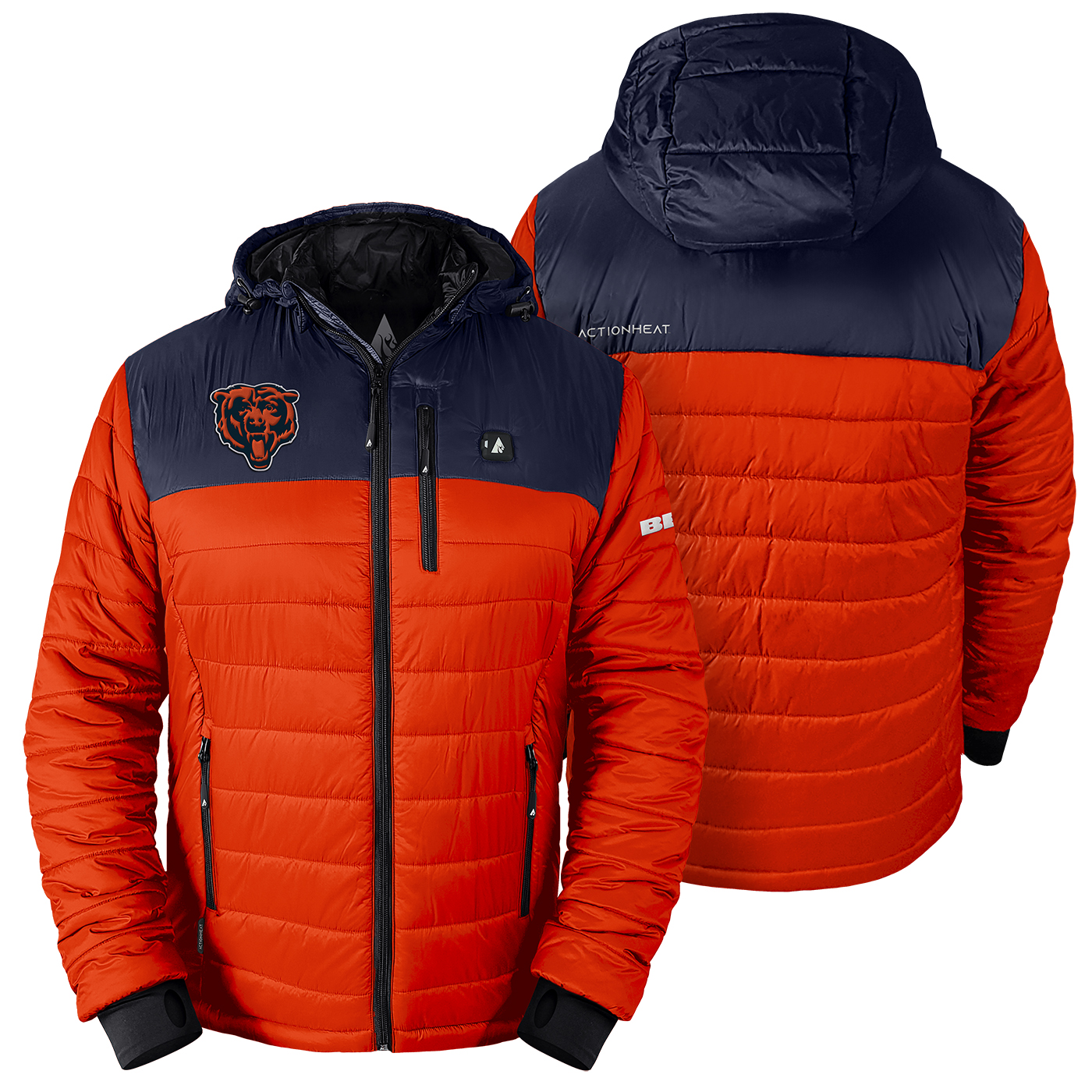 Men's ActionHeat Orange Chicago Bears 5V Puffer Battery-Heated Jacket