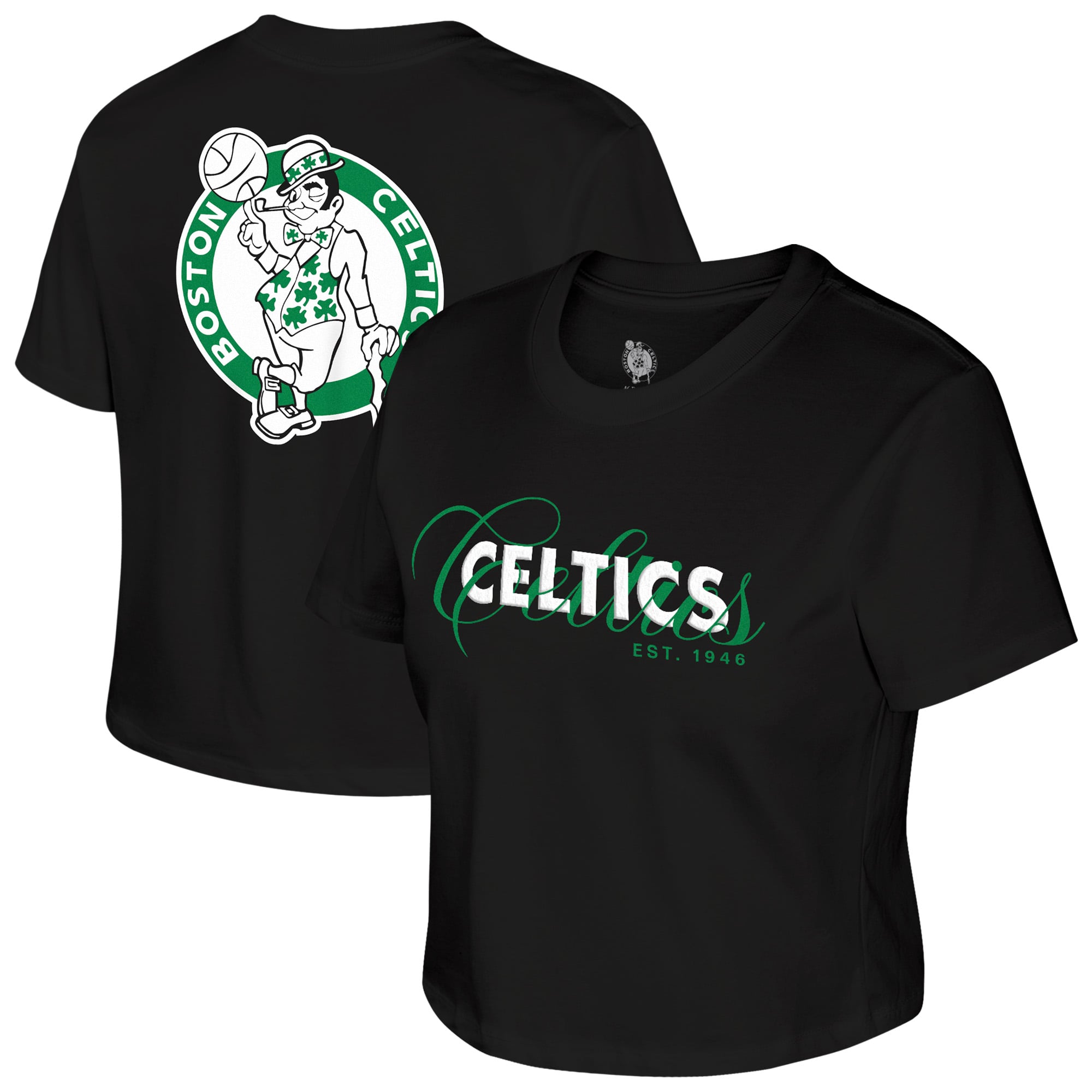 Women's Stadium Essentials Black Boston Celtics '46 Reserve Fans High Waist T-Shirt