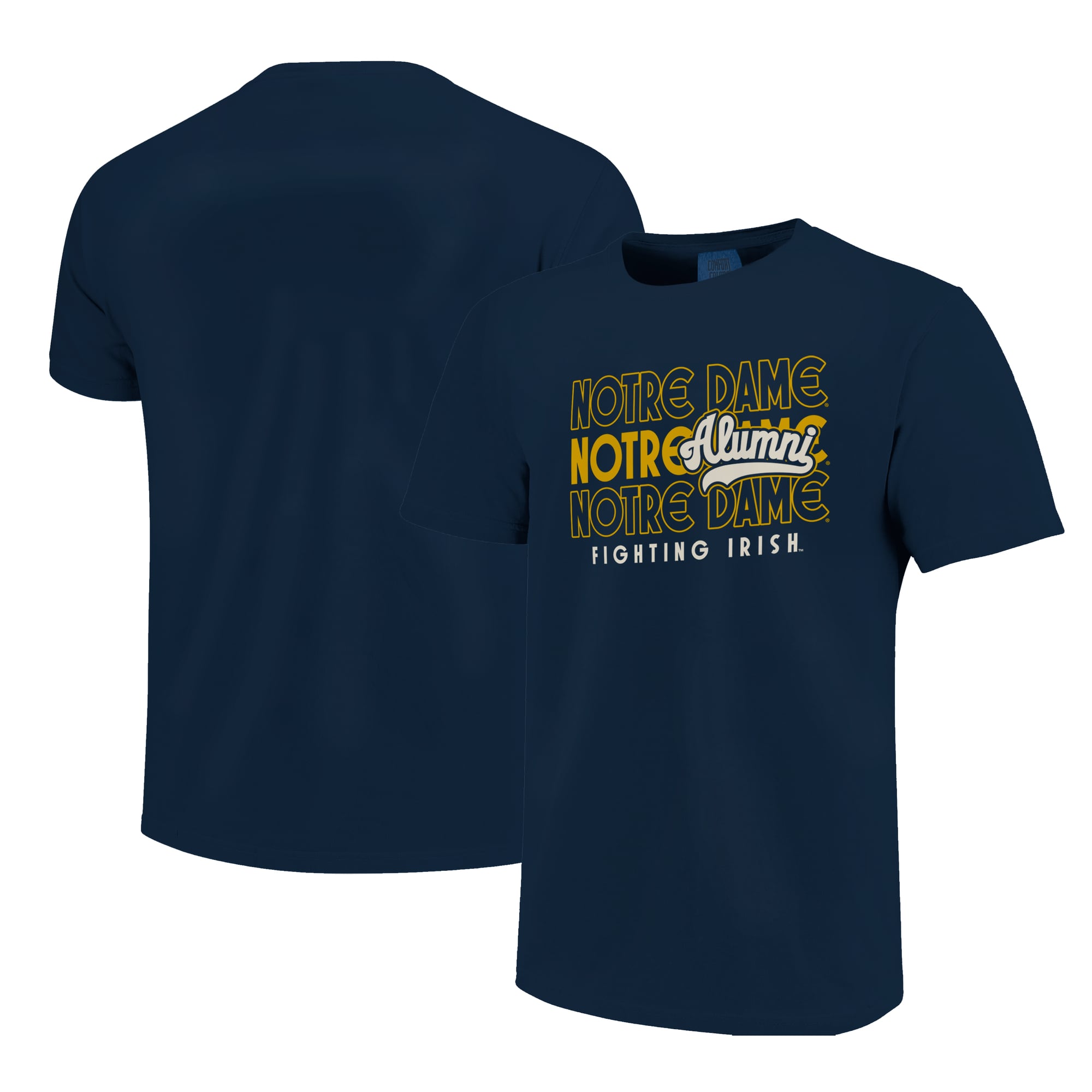 Men's  Navy Notre Dame Fighting Irish Alumni Script Overlay T-Shirt