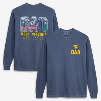 Men's Navy West Virginia Mountaineers Father's Day Campus Drawing Long Sleeve T-Shirt
