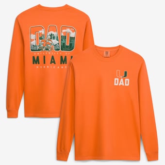 Men's Orange Miami Hurricanes Father's Day Campus Drawing Long Sleeve T-Shirt