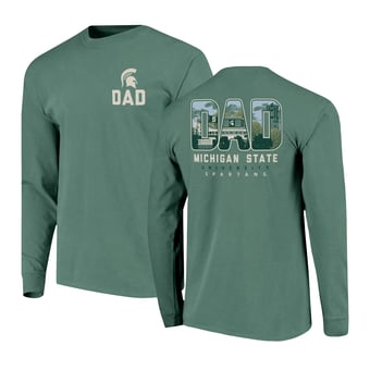 Men's Green Michigan State Spartans Father's Day Campus Drawing Long Sleeve T-Shirt