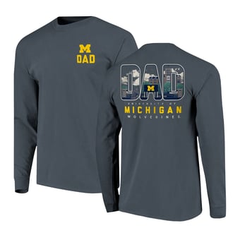 Men's Navy Michigan Wolverines Father's Day Campus Drawing Long Sleeve T-Shirt
