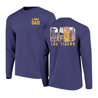 Men's Purple LSU Tigers Father's Day Campus Drawing Long Sleeve T-Shirt