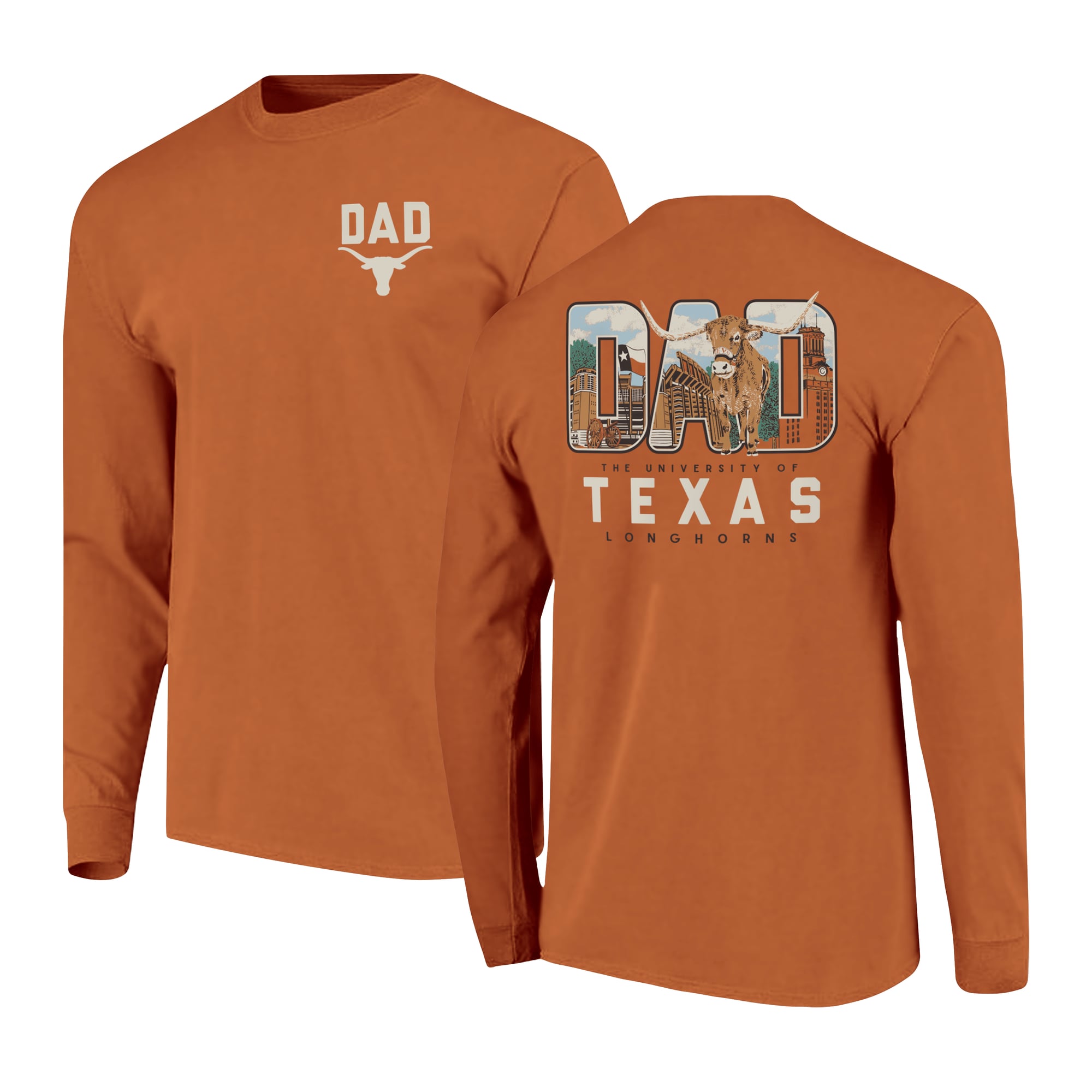 Men's Texas Orange Texas Longhorns Father's Day Campus Drawing Long Sleeve T-Shirt