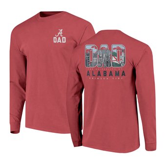 Men's Crimson Alabama Crimson Tide Father's Day Campus Drawing Long Sleeve T-Shirt