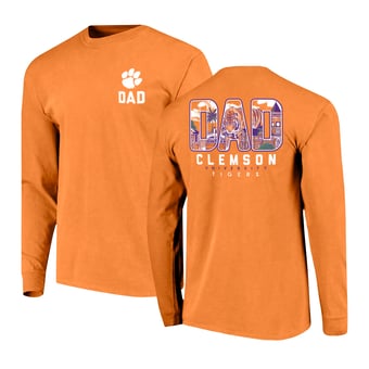 Men's Orange Clemson Tigers Father's Day Campus Drawing Long Sleeve T-Shirt