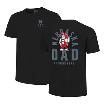 Men's  Black Nebraska Huskers Father's Day Mascot Overlay T-Shirt