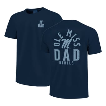 Men's  Navy Ole Miss Rebels Father's Day Mascot Overlay T-Shirt