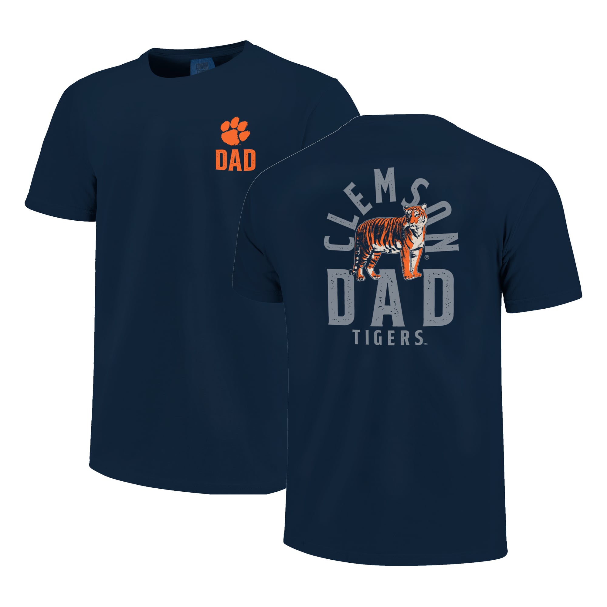 Men's  Navy Clemson Tigers Father's Day Mascot Overlay T-Shirt