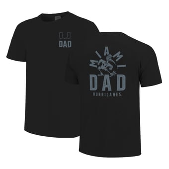 Men's  Black Miami Hurricanes Father's Day Mascot Overlay T-Shirt