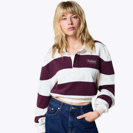 Oracle Red Bull Racing Pepe Jeans Racing Stripe Polo - Burgundy & White - Womens