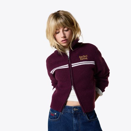 Oracle Red Bull Racing Pepe Jeans Stripe Zip Knit - Burgundy - Womens