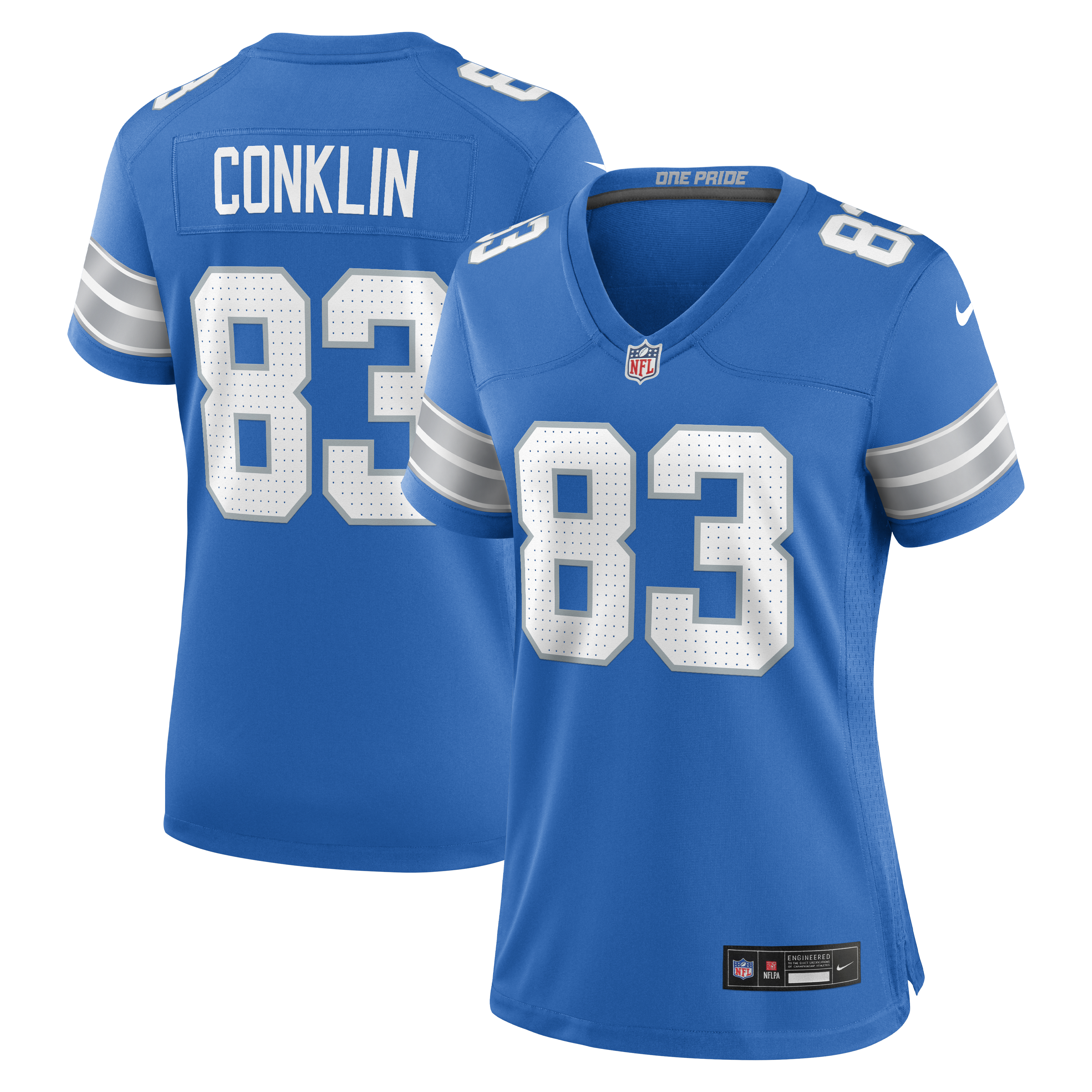 Women's Nike Tyler Conklin  Blue Detroit Lions Team Game Jersey