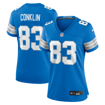Women's Nike Tyler Conklin  Blue Detroit Lions Team Game Jersey