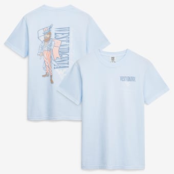 Women's Light Blue West Virginia Mountaineers Americana Mascot Comfort Colors T-Shirt