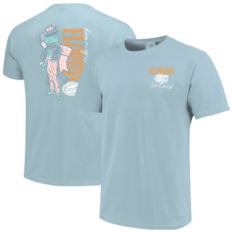 Women's Light Blue Florida Gators Americana Mascot Comfort Colors T-Shirt