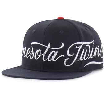 Men's Mister Cartoon x '47 Navy Minnesota Twins Wrap Script Captain Snapback Hat