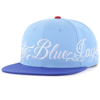 Men's Mister Cartoon x '47 Powder Blue/Royal Toronto Blue Jays Wrap Script Captain Snapback Hat
