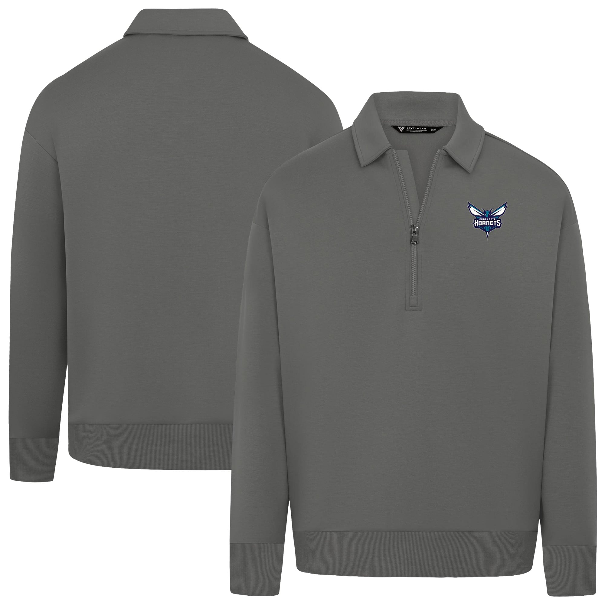 Unisex Levelwear Gray Charlotte Hornets Luxe Signature Quarter-Zip Tri-Blend Sweatshirt