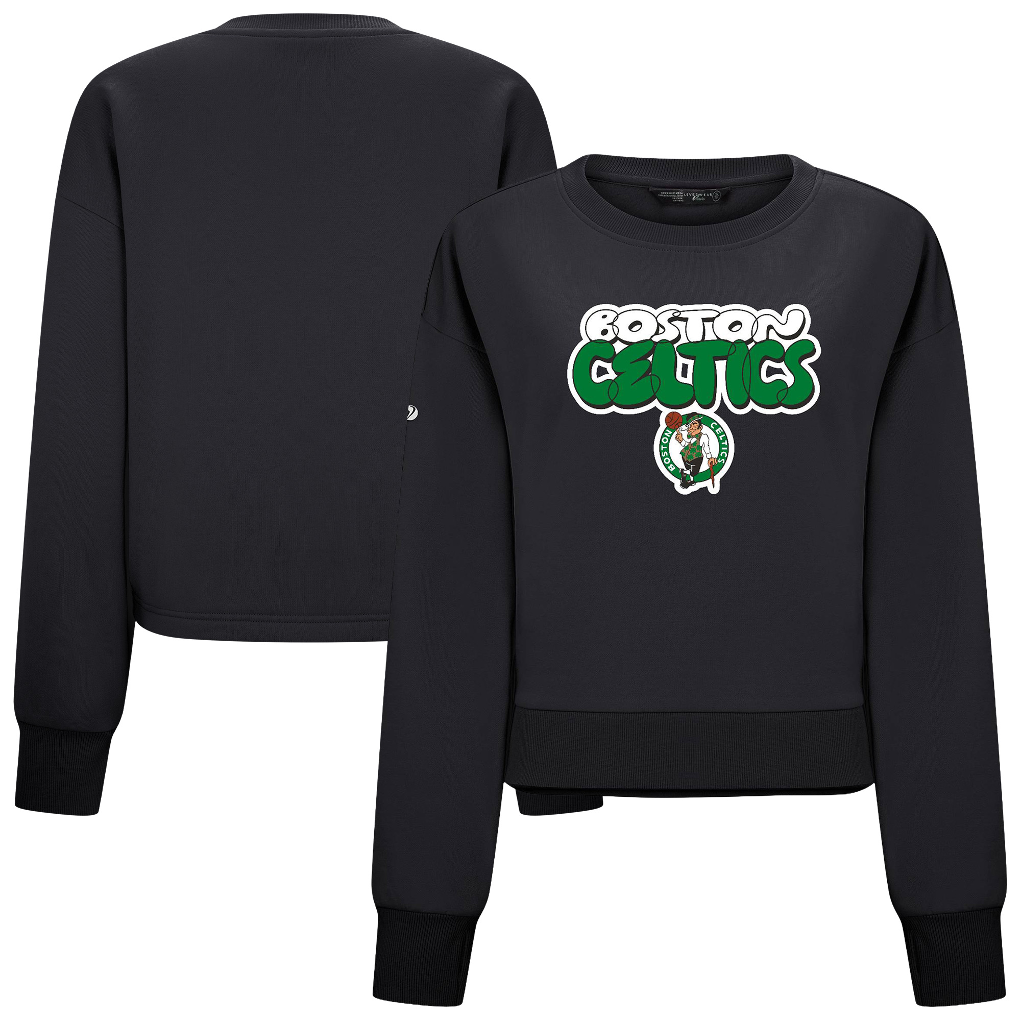 Women's Levelwear Black Boston Celtics Judd Bloop Cropped Sweatshirt