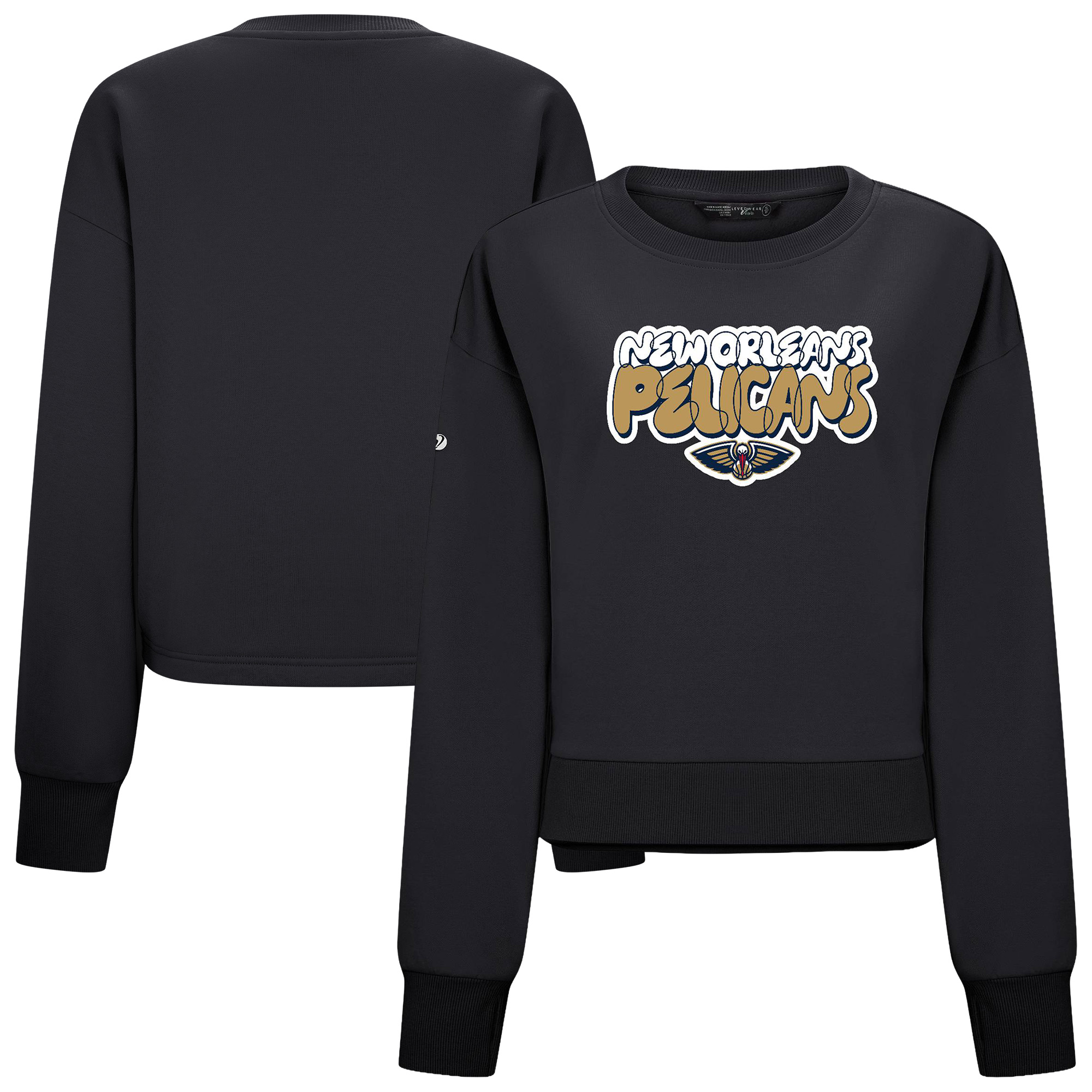 Women's Levelwear Black New Orleans Pelicans Judd Bloop Cropped Sweatshirt