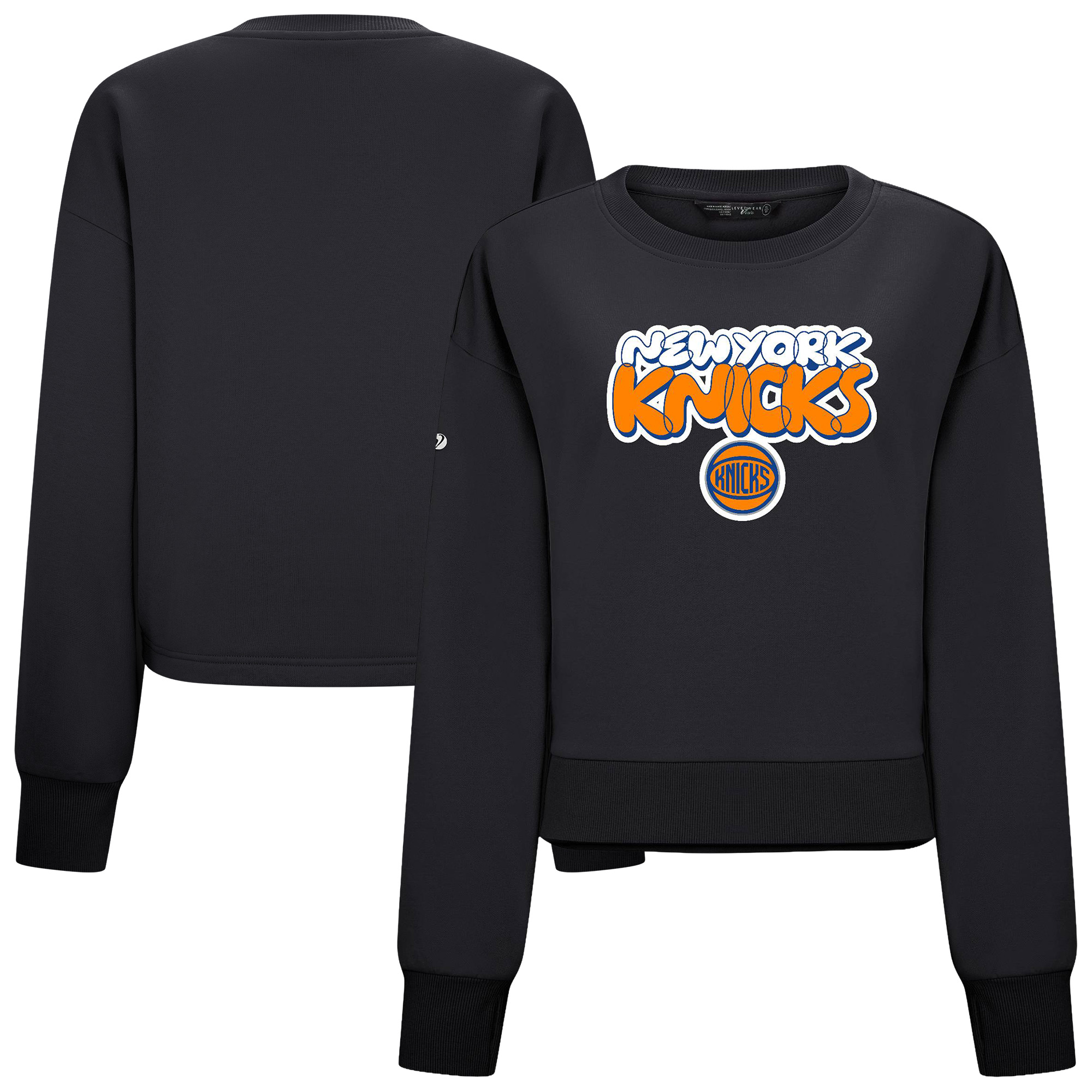 Women's Levelwear Black New York Knicks Judd Bloop Cropped Sweatshirt