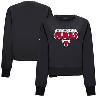 Women's Levelwear Black Chicago Bulls Judd Bloop Cropped Sweatshirt