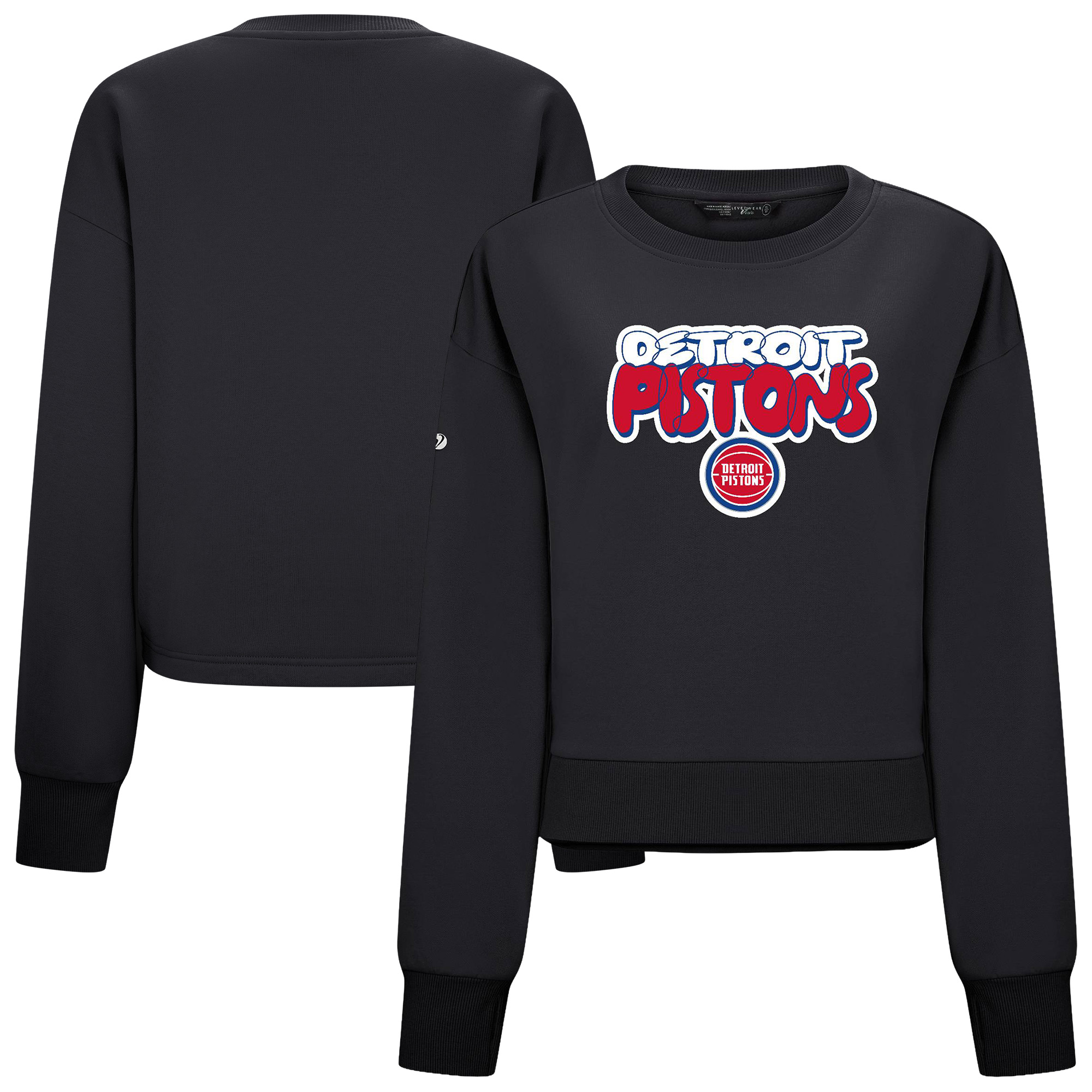 Women's Levelwear Black Detroit Pistons Judd Bloop Cropped Sweatshirt
