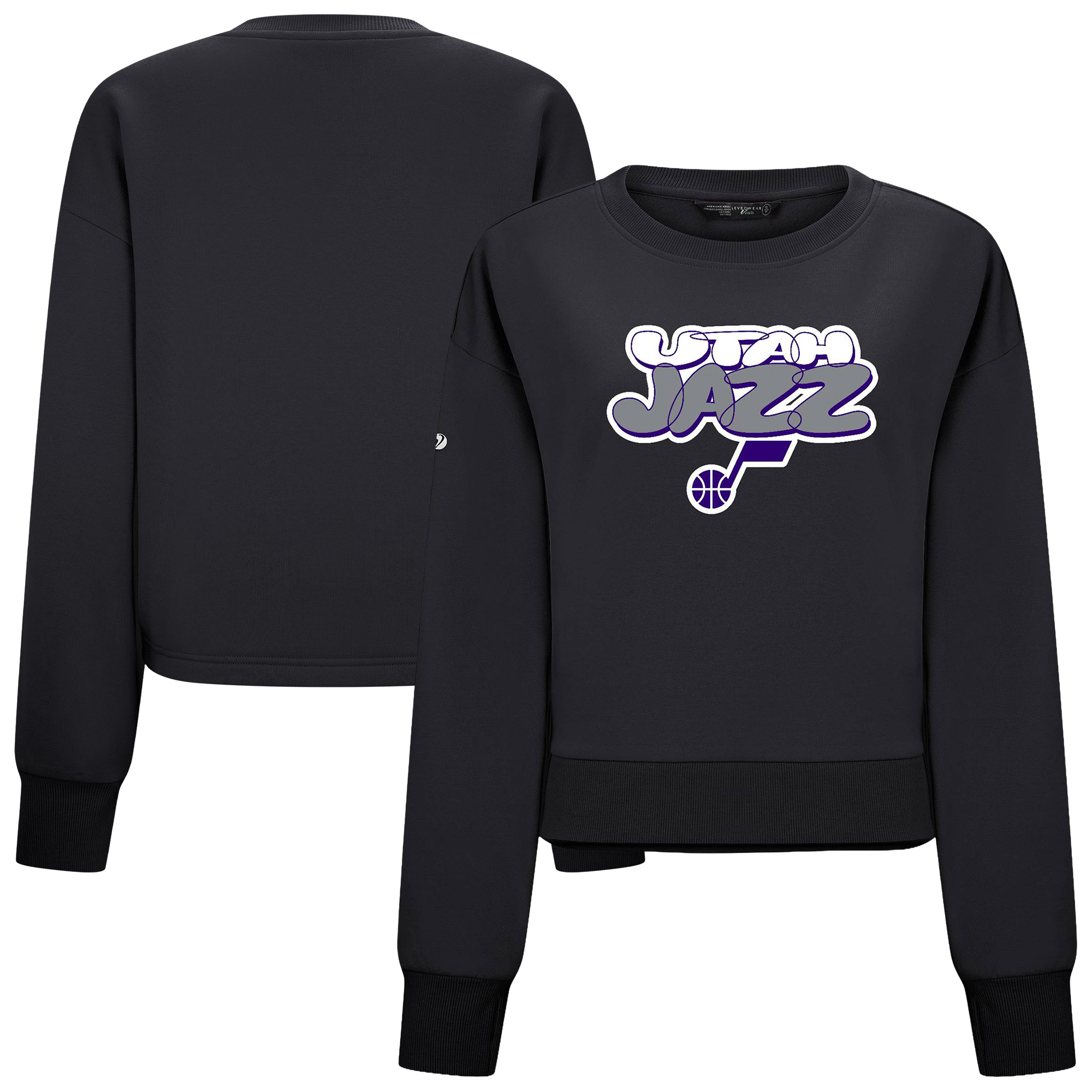 Women's Levelwear Black Utah Jazz Judd Bloop Cropped Sweatshirt