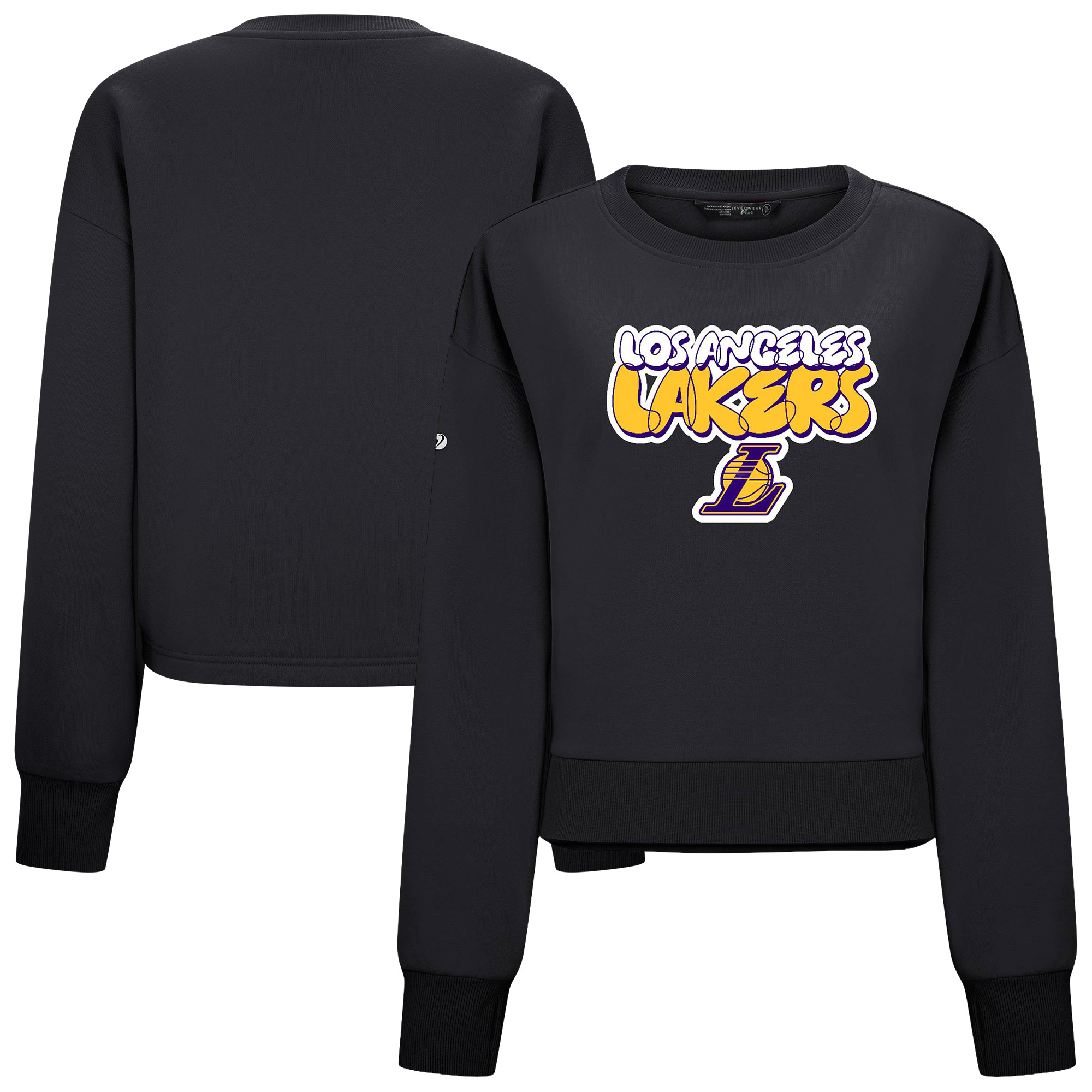Women's Levelwear Black Los Angeles Lakers Judd Bloop Cropped Sweatshirt