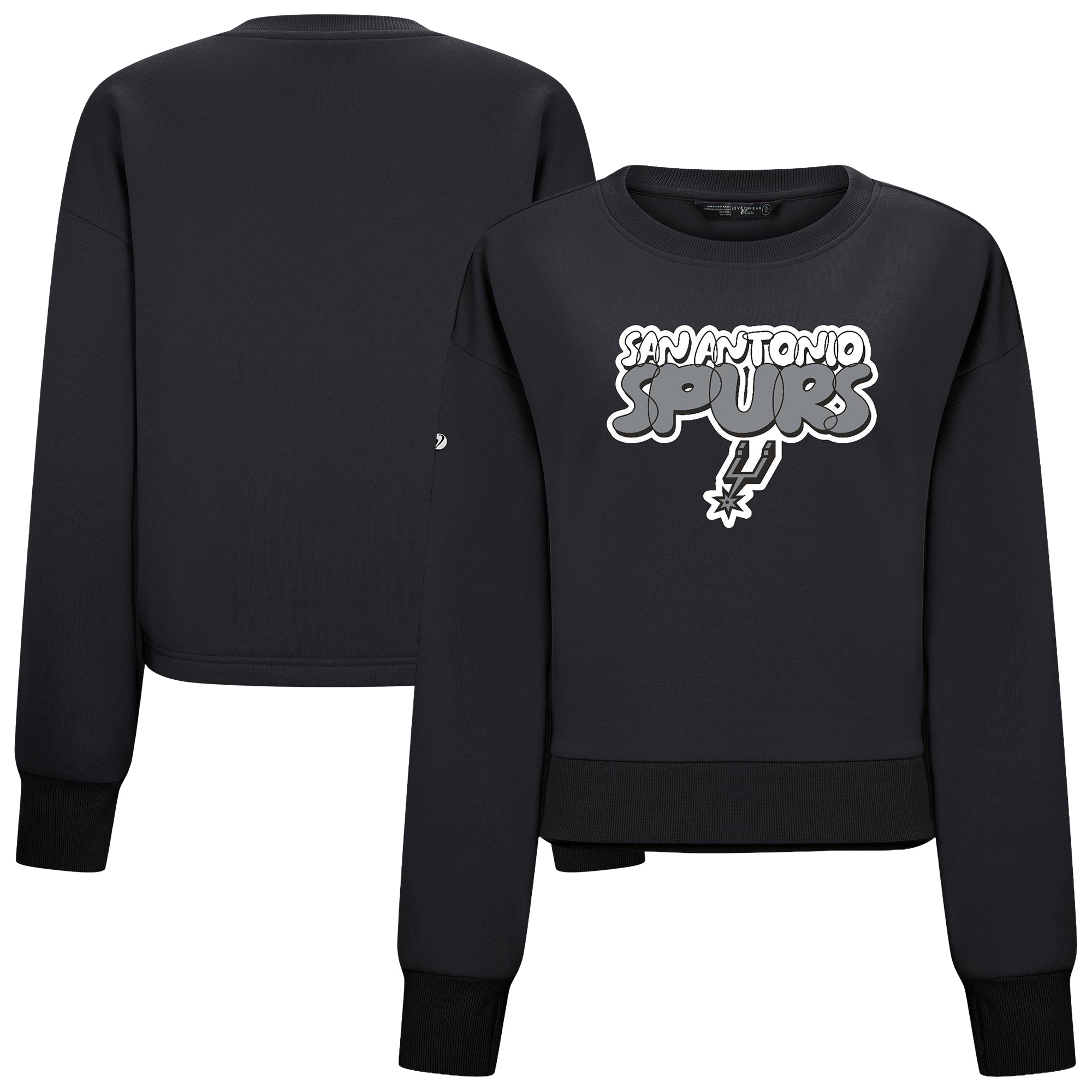 Women's Levelwear Black San Antonio Spurs Judd Bloop Cropped Sweatshirt