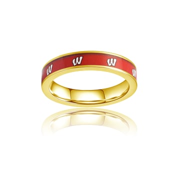 Women's FanDrip Wisconsin Badgers Yellow Gold Plated Steel Fan Ring