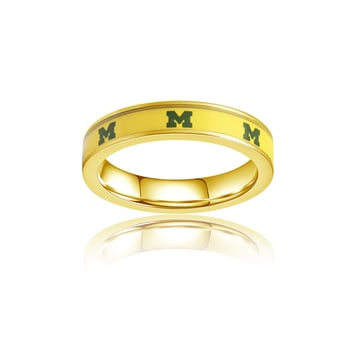 Women's FanDrip Michigan Wolverines Yellow Gold Plated Steel Fan Ring