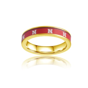 Women's FanDrip Nebraska Huskers Yellow Gold Plated Steel Fan Ring
